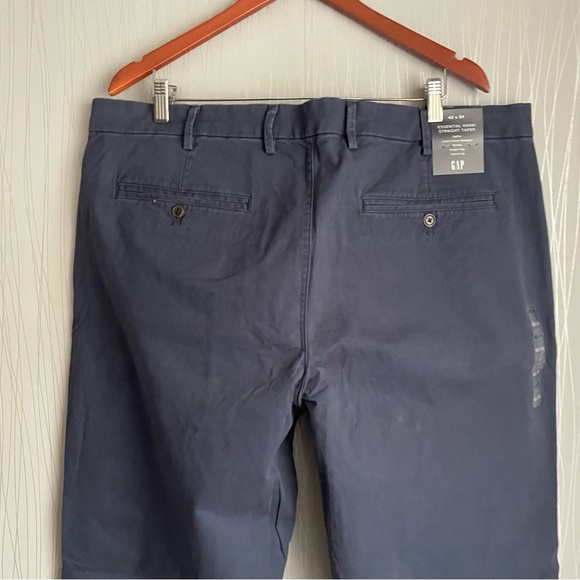 GAP Essential Khaki Pants Straight Taper Vintage Navy Blue Stretch Men’s 42 X 34 - Picture 8 of 12